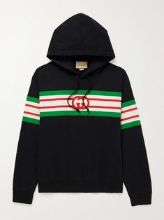 Shop GUCCI Logo-Print Cotton-Jersey Hoodie, Explore the latest in-season GUCCI collection today on MR PORTER Gucci Hoodie, Gucci Shirt, Improve Soil Quality, Louis Vuitton Shirt, Gucci Mane, Black Felt, Gucci Men, Gucci Black, Red And White Stripes