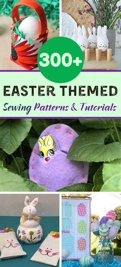 easter themed sewing patterns and materials are featured in this collage with text overlay