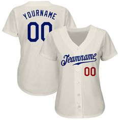 Custom Cream Royal-Red Authentic Baseball Jersey Blue Football, Orange Texas, Skull Fashion, Royal Red, Number 3, Baseball Shirts, Baseball Jersey, Button Design, Logo Color