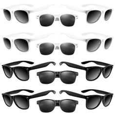 PRICES MAY VARY. Package Includes: 12 Pcs party sunglasses; Color: Black and white; Materials: Made of sturdy polypropylene material, comfortable and druable for long time use; Measure Size: The frame size is approx. 5.6 inches/ 14.7cm in width, the leg length 5.5 in/ 14cm, fit for children and adults UV400+ Protection: polarized lens, it can be effective to reduce the damage of bright sunlight and high-energy visible light to the eyes； Widely application: good suitable for various of summer par Party Sunglasses With Anti-reflective White Lenses, White Anti-reflective Sunglasses For Party, White Anti-reflective Sunglasses For Parties, Pool Party Supplies, Party Sunglasses, White Sunglasses, Beach Themed Party, Retro Party, Neon Party