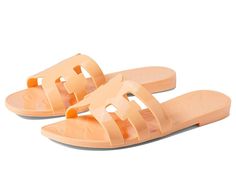 Sam Edelman Bay Jelly - Women's Shoes : Peach Pearl : Keep it casual yet fashionable with the Sam Edelman Bay Jelly Sandals. Synthetic upper. Synthetic lining. Slide closure. Comfortable cushioned footbed. Synthetic outsole. Imported. Measurements: Weight: 9 oz Product measurements were taken using size 9, width M. Please note that measurements may vary by size. Weight of footwear is based on a single item, not a pair. Orange Flat Slides For Spring, Orange Slides For Spring Vacation, Lightweight Slides For Spring Beach, Lightweight Slides For Beach In Spring, Trendy Orange Sandals With Cushioned Footbed, Lightweight Slides With Removable Insole For Spring, Lightweight Spring Slides With Removable Insole, Lightweight Flat Slides For Spring, Casual Orange Slides For Spring