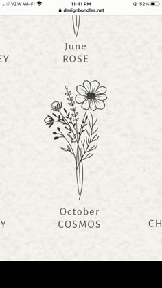 an image of flowers and the names of each flower