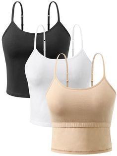 PRICES MAY VARY. ★COMFORTABLE FABRIC: This crop tank tops for women is mainly made of 95% cotton, 5% spandex, with good elasticity and breathability. The camisole with shelf bra to keep you comfortable during exercise or everyday wear. ★DESIGN FEATURES:Orrpally cotton crop tank tops is designed with adjustable spaghetti straps, the camisole has built in shelf bra that provides light support and makes it easier for you to wear. The basic camisole tank tops are designed with classic round neckline Tight Tank Top, Cotton Camisole, Cropped Camisole, Womens Camisoles, Spaghetti Strap Tank Top, Lounge Lingerie, Tank Top Bras, Womens Cami, Tank Top Camisole