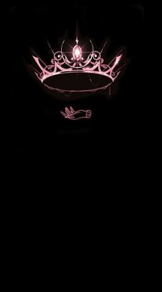 a black background with a pink crown on it