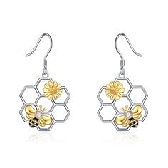 PRICES MAY VARY. ♥ DESIGN IDEA:Honeycomb is symbol of wisdom. Bee is a symbol of diligent.Suitable for any age. ♥ MATERIAL:Nickel-free, Lead-free, Cadmium-free and Hypoallergenic, Long Time Wearing Keeps You a Good Health ♥ SIZE:The comb stud earrings size: 33.1*17.4 mm Weight:1.35 g ♥ BEST GIFT CHOICE:Come with an elegant jewelry gift box, perfect for any gift giving occasion, great Birthday gifts, Anniversary gifts, Mother's Day gifts for women ♥ Please feel free to contact us first if you hav Bee Studs, Sunflower Jewelry, Bee Jewelry, Sunflower Earrings, Womens Earrings Studs, Dragonfly Earrings, Silver Jewelry Earrings, Bee Necklace, Bee Earrings