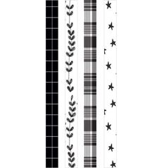 three strips of black and white paper with stars on them