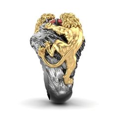 aggressive lion sculpture ring 925 silver version ----- silver mix version- 18kt yellow gold lions ----- 18kt yellow gold full version weight in 18kt gold, average size approx. 28 grams with central stone of your choice --- ruby - emerald - topaz --- diamond --- zircon - sapphire magnificent example of artistic and solid jewel see 3d design photo for external dimensions workmanship with attention to detail with care and high professionalism drawn from the mind to the precious gold material by ex Flashy Mens Wedding Rings, Luxury Men's Rings For Gifts, Luxury Men's Ring As Gift, Luxury Men's Intaglio Ring For Gift, Luxury Gold Men's Ring Gift, Luxury Untreated Men's Ring As A Gift, Luxury Symbolic Men's Ring For Gift, Luxury Custom Men's Ring As Gift, Luxury Symbolic Men's Ring Gift