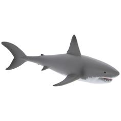 a gray shark is in the air with it's mouth open