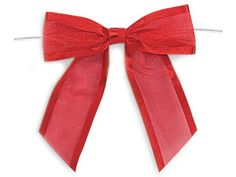 a red bow on a white background