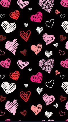 colorful hearts on black background for valentine's day