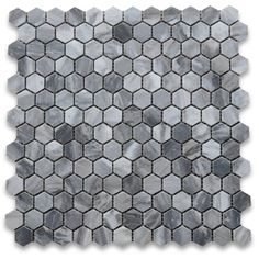 grey and white marble mosaic tile with hexagonal pattern