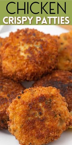 chicken crispy patties on a white plate