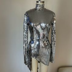 Fits Like A Glove! Worn Once Sequins Dress, Asymmetrical Dress, Sequin Dress, Colorful Dresses, Size 4, Womens Dresses, Silver, Women Shopping, Quick Saves