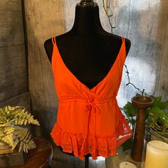 Nwt Honey Punch Orange Crossover Camisole Size L Adjustable Spaghetti Straps, Gather And Tie At Waist With Tassel. Very Rich Color And Super Cute Boho! Size L Vacation V-neck Top With Built-in Bra, Summer V-neck Camisole With Straps, Summer Lace Top Camisole With Tank Straps, Summer V-neck Tank Top With Straps, V-neck Tank Top With Straps For Summer, V-neck Straps Tank Top For Summer, Summer Camisole With Built-in Bra And V-neck, Brunch Camisole With Built-in Bra, Sleeveless Tank Top With Built-in Bra For Brunch