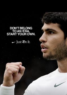 a man holding his fist up with a quote above him that says, don't belong to fear start your own just do it