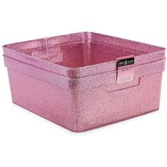 a pink plastic container with a label on it