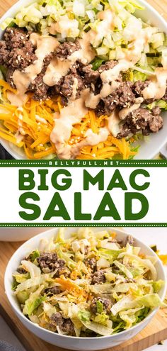 For a unique spring salad recipe, try this low carb big mac bowl! This big mac burger bowl has all the flavors of the fast food version, but without the burger bun. Save this spring food idea now! 1000 Calorie, Chicken Honey, Big Mac Salad, Mac Salad, Atkins Recipes, Boiled Egg Diet Plan, Low Carb Lunch, Low Carb Diet Recipes, Low Carb Dinner Recipes