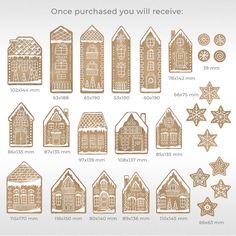 gingerbread cut outs are shown with instructions for how to make gingerbread house decorations