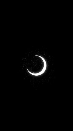 the moon is shining in the dark night sky with stars and crescent on it's side