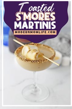 toasted s'mores martini recipe with text overlay