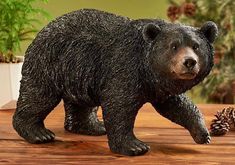 Walking Black Bear Sculpture - Wild Wings Animal Ceramics, Tabletop Sculpture, Grey Tabby Kittens, Black Bears Art, Bear Walking, Painted Sculpture, Bulldog Sculpture, Bear Sketch, Realistic Eyes