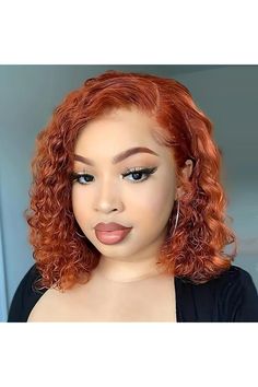 Ginger Bob Wig Human Hair Side Parted Deep Wave Lace Front Wigs for Women Colored Glueless Wigs Human Hair Preplucked Pre Cut Lace Closure Glueless Wig Wear and Go 14 Inch Deep Wave Bob Wig, Curly Lace Wig, Curly Bob Wigs, Short Curly Bob, Short Curly Wigs, Remy Human Hair Wigs, Curly Lace Front Wigs