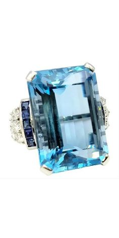 View our online store
 • https://www.1stdibs.com/jewelry/rings/cocktail-rings/huge-emerald-cut-aquamarine-ring-sapphire-diamond-accents-platinum/id-j_18574692/

View our other stunning pieces at: 
 • https://www.1stdibs.com/dealers/secret-jewelry-source/ Emerald Cut Aquamarine Ring, Diamond Cocktail Ring, Aquamarine Ring, Diamond Cocktail Rings, Aquamarine Stone, Aquamarine Rings, Natural Blue Sapphire, Art Deco Jewelry, Natural Sapphire