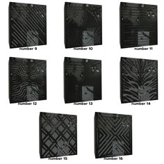 six different black and white images with numbers on them, each showing an animal's face