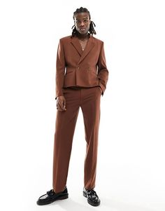 ASOS DESIGN straight suit pants in brown | ASOS Tailored Brown Pants For Business, Brown Tailored Formal Pants, Semi-formal Brown Straight Leg Dress Pants, Brown Semi-formal Dress Pants, Tailored Brown Pants For Business Casual, Brown Tailored Straight Dress Pants, Brown Straight Leg Dress Pants For Business Casual, Fitted Brown Formal Pantsuit, Brown Straight Dress Pants For Business