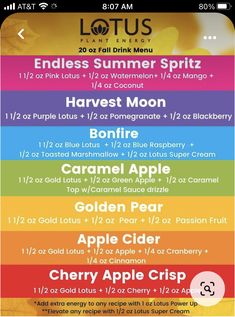 an iphone screen showing the menu for lotus's summer spirit event, which is on display