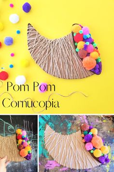 pom pom cornucopia craft for kids