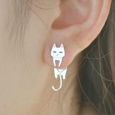 Prevent Allergy 100% 925 Sterling Silver Cat and Fish Silver Earrings for Cat Lovers A wonderful gift Cat Earrings Studs, Sterling Silver Cat, Silver Cat, Cat Jewelry, Cat Earrings, Sterling Silver Studs, Sterling Silver Earrings Studs, Cat Design, Silver Earrings Studs