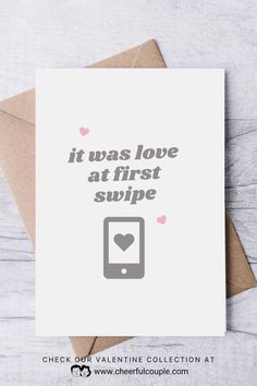 Card Image of It was love at first swipe - Printable Valentine Card Love At First