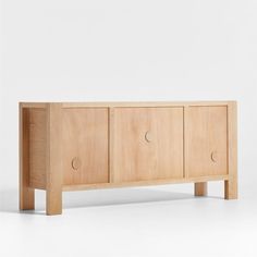 the sideboard is made from wood and has three drawers on one side, with two doors at the top