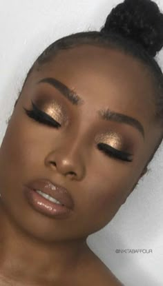 Sweet 16 Makeup, White Eye Makeup, Glam Bride Makeup, Black Bridal Makeup, Black Smokey Eye Makeup, Birthday Makeup Looks, Shimmer Eye Makeup, Brown Girls Makeup