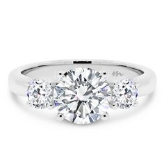 three stone diamond engagement ring in white gold