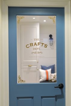 a blue door with the words crafts displayed on it