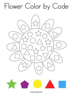 a flower color by code for kids to learn how to draw flowers and geometric shapes