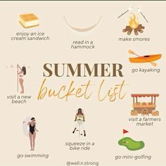 the summer bucket list is filled with things to do