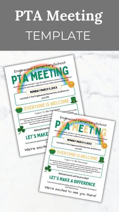 two flyers for the st patrick's day celebration with shamrocks and clovers