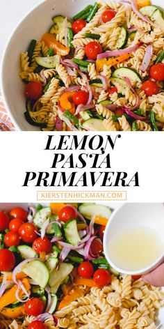 lemon pasta prima prima veggie salad with tomatoes, cucumbers and onions