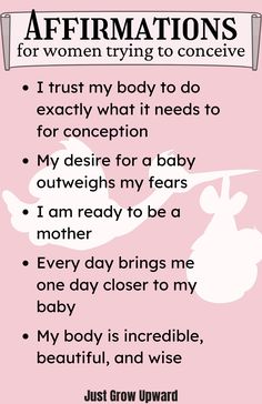 an affirmation poster with the words affirmations for women trying to conceive