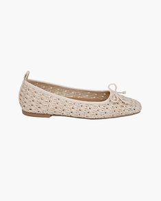 A women’s classic ballet flat for sale on line is crafted of crochet raffia straw and finished with matching napa leather binding and delicate front bow to feminine effect. The ever chic Parris Raffia is fully lined with lightweight, breathable mesh so your entire foot is ventilated and will never overheat. The leather footbed with built in arch support insures all day walking comfort. built in arch support for all day comfort all over ventilation genuine napa leather padded footbed and trim pul Beige Woven Leather Flats, Feminine Beige Ballet Flats For Summer, Elegant Beige Beach Flats, Summer Woven Leather Ballet Flats With Round Toe, Summer Ballet Flats With Woven Leather And Round Toe, Chic Woven Leather Ballet Flats For Spring, Spring Woven Leather Ballet Flats, Summer Ballet Flats With Woven Sole, Chic Intrecciato Weave Flats