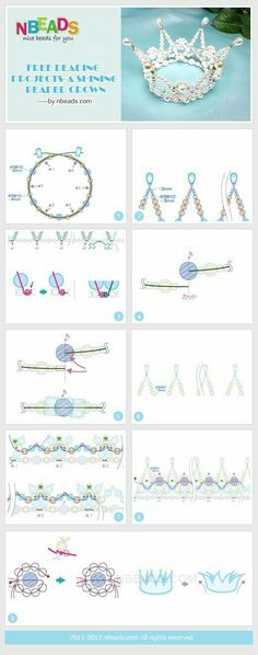 the instructions for how to make a beaded tiara with beads and pearls on it