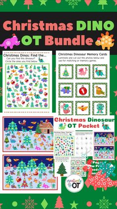 the christmas dino dot bundle is shown with pictures and instructions to make it look like they are