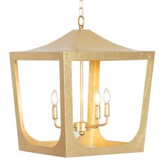 a light fixture with three lights hanging from it's center and two smaller ones in the