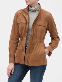 Utility Jacket | Gap Factory Gap Brand, Twill Weave, Banana Republic Factory, Winter Coats Jackets, Utility Jacket, Jacket Outfits, Stand Collar, Capsule Wardrobe, Mock Neck