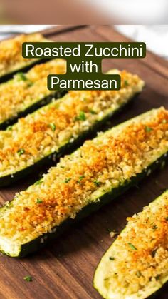 roasted zucchini with parmesan on a cutting board