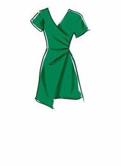 a drawing of a green dress with a knot on the front and side, as if it were an origami