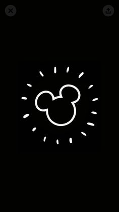 the mickey mouse icon is shown in black and white